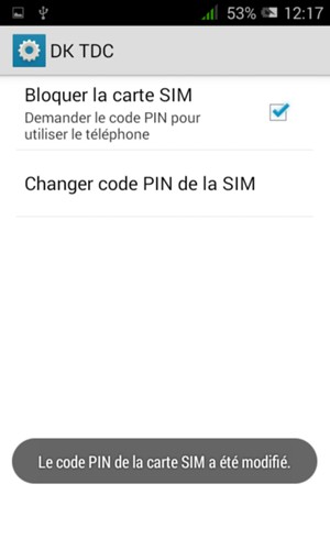 Votre Code PIN de la carte SIM a été modifié