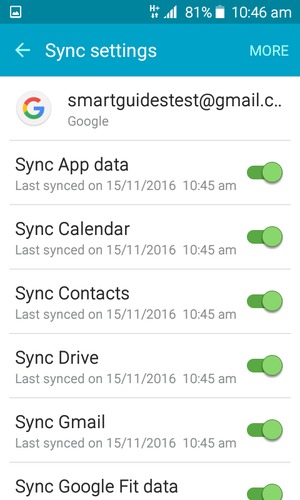 Make sure Sync Contacts is selected and select MORE