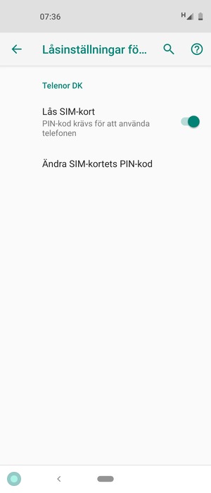 Välj Ändra SIM-kortets PIN-kod