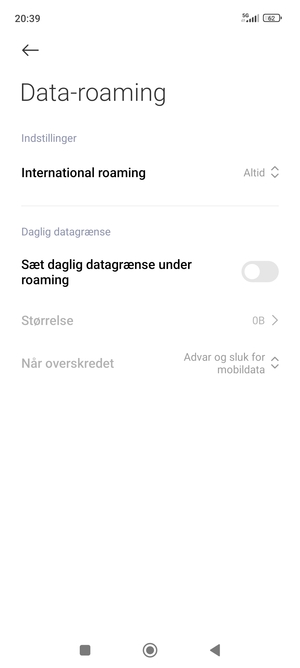 Vælg International roaming