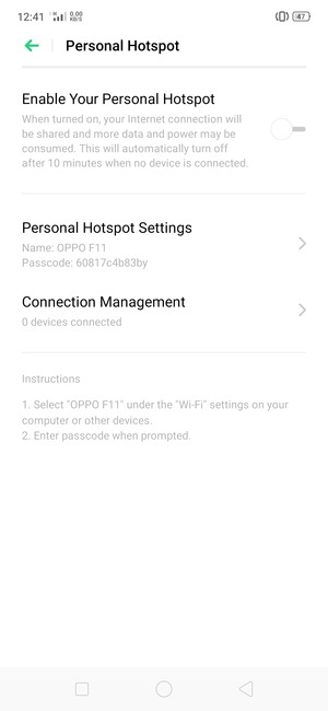 Turn on Enable Your Personal Hotspot