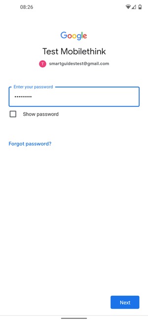 Enter your password and select Next