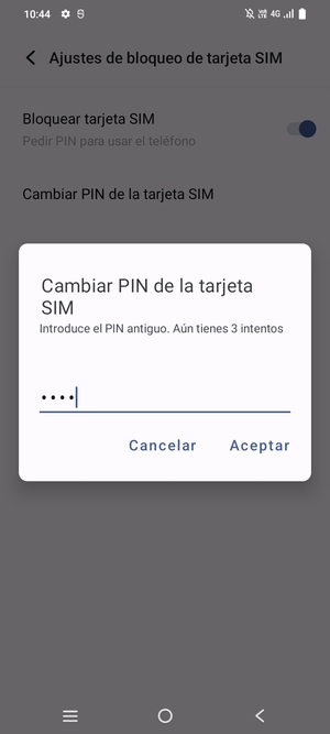 Introduzca su PIN de la tarjeta SIM antiguo y seleccione Aceptar