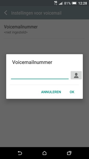 Voer het voicemailnummer in en selecteer OK