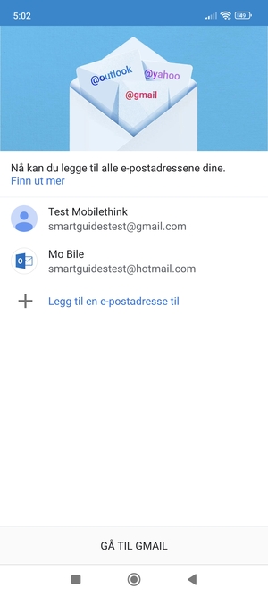 Velg GÅ TIL GMAIL