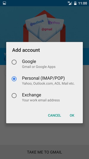 Select Personal (IMAP/POP3) and OK