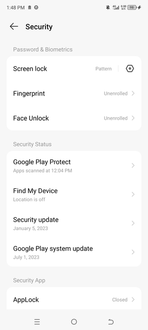 Your phone is now secure with a screen lock