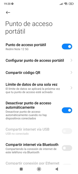 El teléfono ha sido configurado para su uso como módem