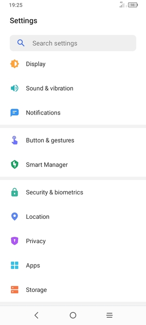 Return to the Settings menu  and select Smart Manager 