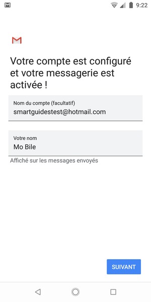 Donnez un nom à votre compte et saisissez votre nom. Sélectionnez SUIVANT