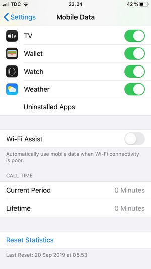 Scroll down and set Wi-Fi Assist to Off