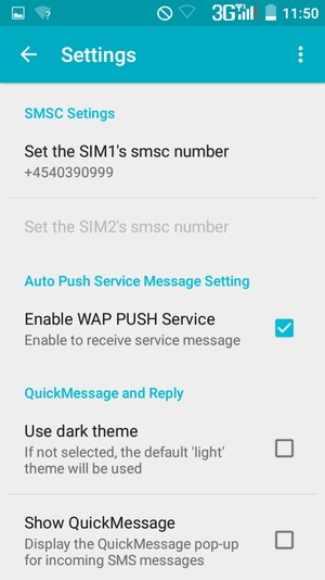 Scroll to and select Set the SIM's smsc number