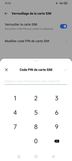 Saisissez votre Code PIN actuel de cette carte SIM et sélectionnez OK