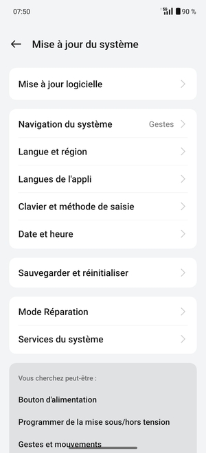 Sélectionnez Mise à jour logicielle