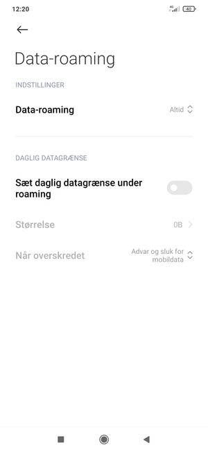 Vælg Data-roaming