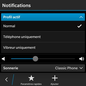 Pour modifier le profil sonore, sélectionnez Profil actif