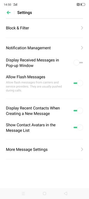 Select More Message Settings