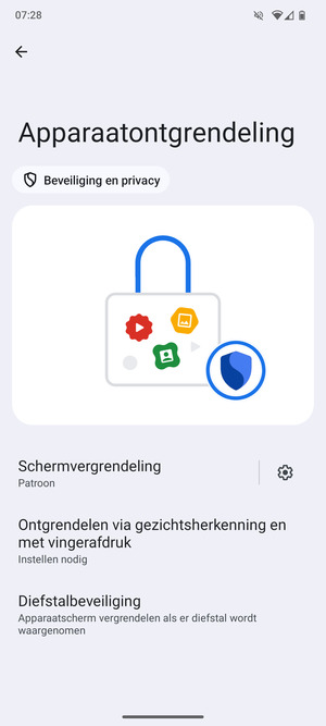 Uw telefoon is nu beveiligd met een schermvergrendeling