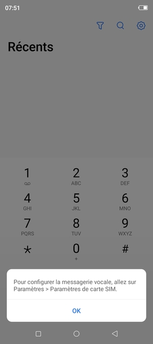 Si votre messagerie vocale n'est pas configurée, sélectionnez OK