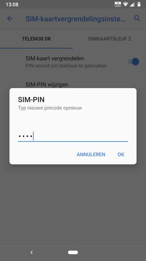Bevestig uw nieuwe SIM-PIN en selecteer OK