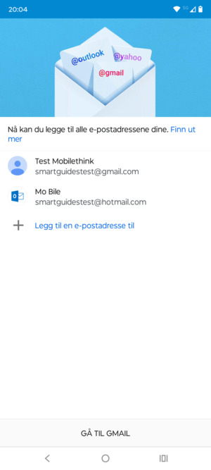 Velg GÅ TIL GMAIL