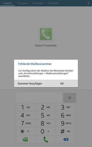 Falls Ihre Voicemail nicht eingerichtet ist, wählen Sie Nummer hinzufügen