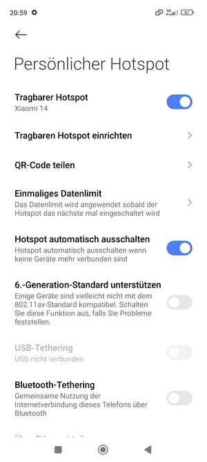 Ihr Handy ist jetzt für die Verwendung als Modem eingerichtet