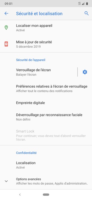 Faites défiler et sélectionnez Localisation