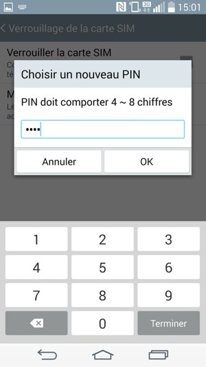 Saisissez le nouveau code PIN de votre carte SIM et sélectionnez OK