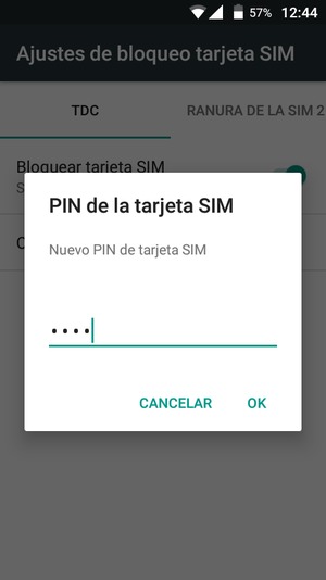 Introduzca su Nuevo PIN de tarjeta SIM y seleccione OK