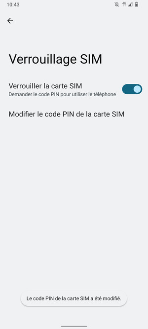 Votre code PIN de la carte SIM a été modifié