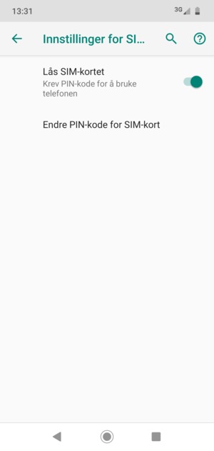 Velg  Endre PIN-kode for SIM-kort