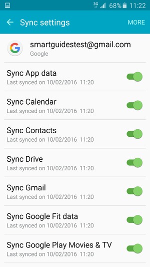 Turn on Sync Contacts and select MORE