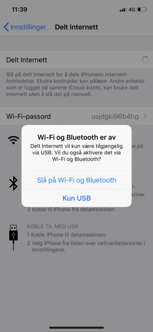 Velg Slå på Wi-Fi og Bluetooth