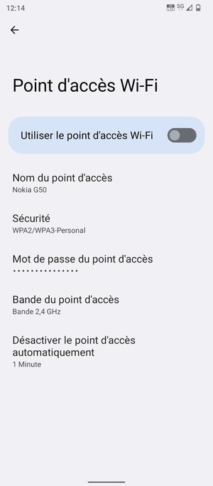 Sélectionnez Mot de passe du point d'accès