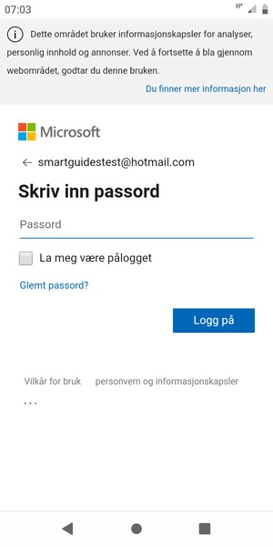 Skriv inn passord og velg Logg på