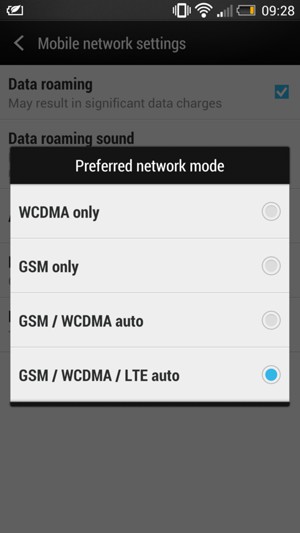 Select GSM / WCDMA auto to enable 3G