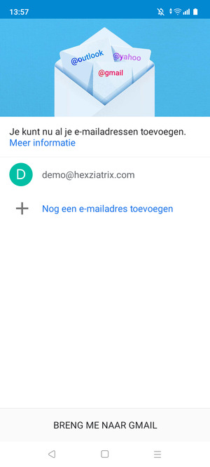 Selecteer BRENG ME NAAR GMAIL