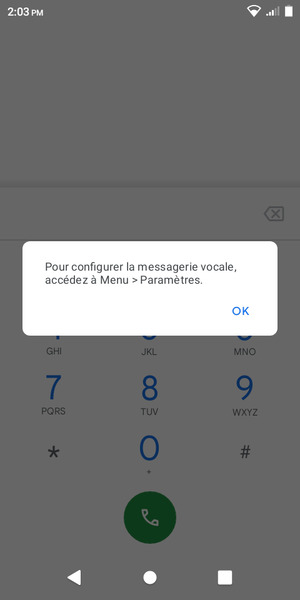 Si votre messagerie vocale n'est pas configurée, sélectionnez OK