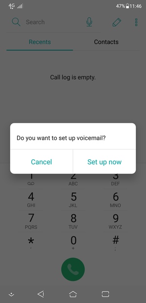 If your voicemail is not set up, select Set up now