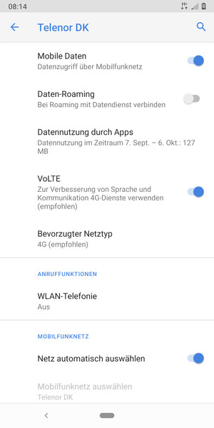 Wählen Sie Bevorzugter Netztyp