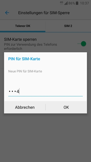 Geben Sie Ihre Neue PIN für SIM-Karte ein und wählen Sie OK