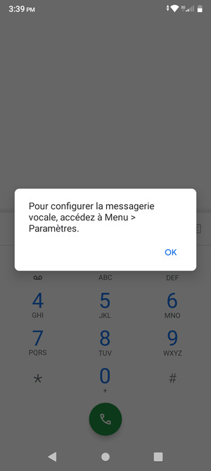 Si votre messagerie vocale n'est pas configurée, sélectionnez OK