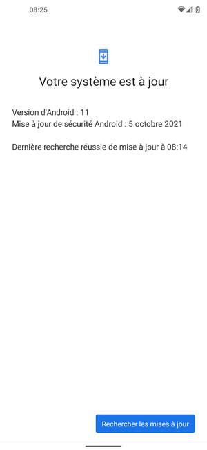 Si votre téléphone est à jour, vous verrez l'écran suivant