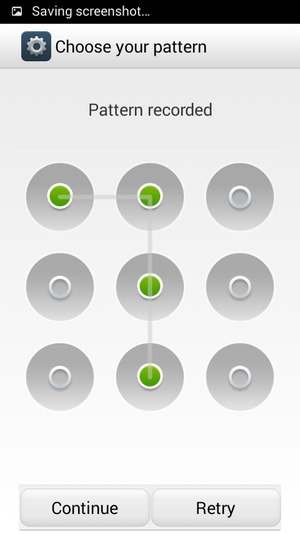 Draw an unlock pattern and select Continue