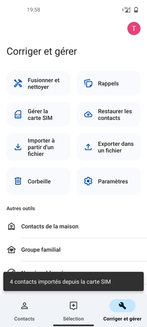 Vos contacts vont être enregistrés sur votre compte Google et dans votre téléphone lors de la prochaine synchronisation de Google.