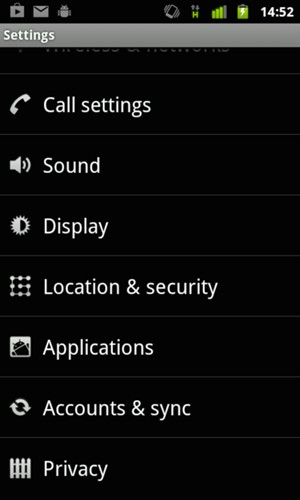 Return to the Settings menu and scroll to and select Security or Location & security