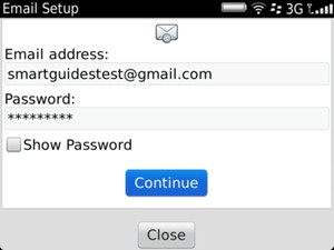 Enter Gmail information and select Continue