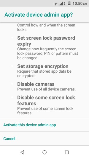 Scroll to and select Activate this device admin app