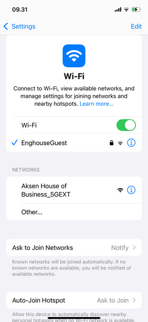 You are now connected to the Wi-Fi network